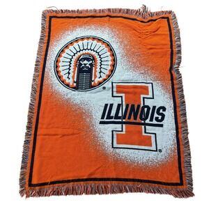 Northwest Company Illinois Fighting Illini Chief Illiniwek Throw Blanket Orange